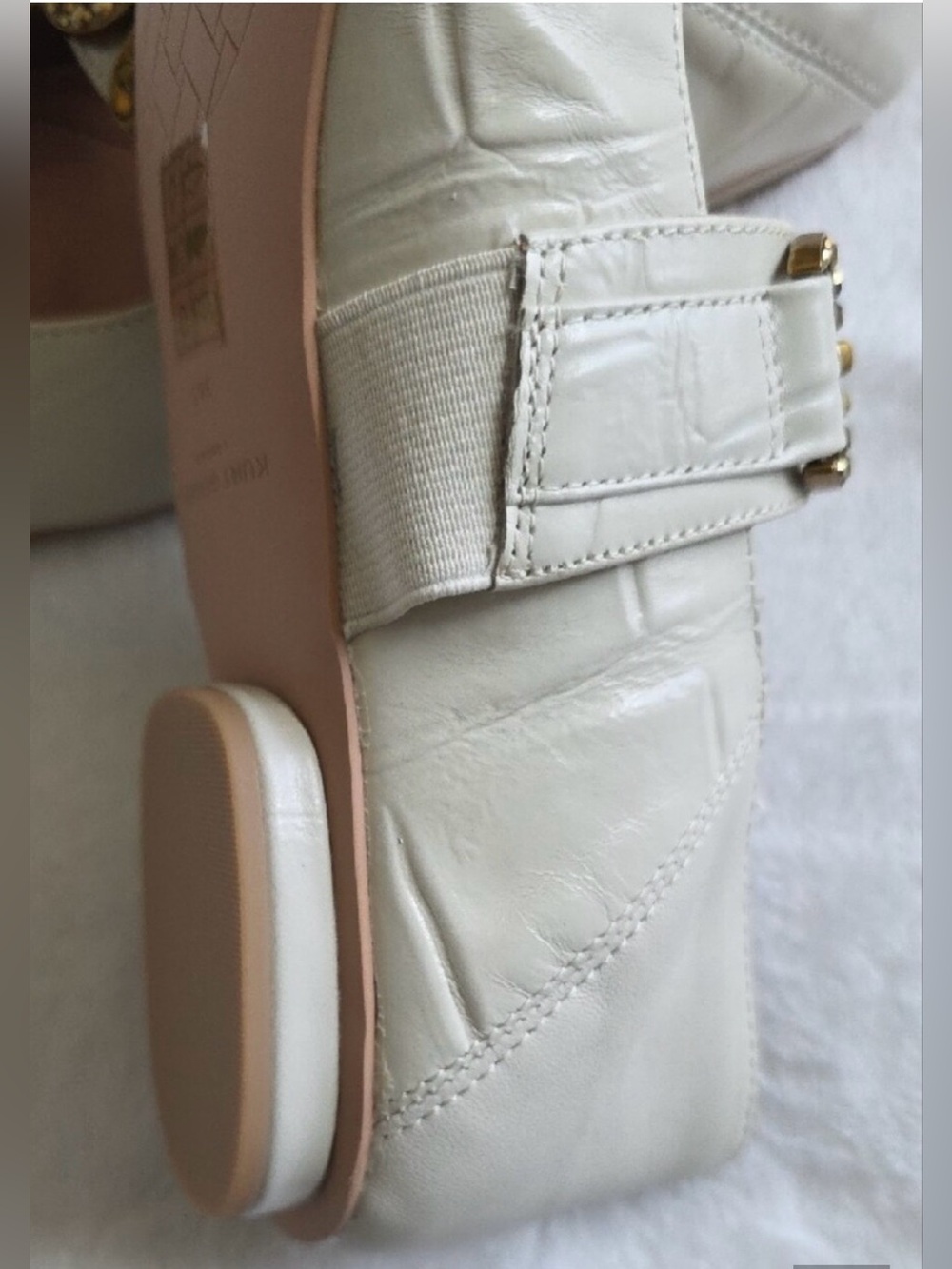 Cream Pointed Toe Embellished KURT GEIGER LONDON MANSION SLIP ON FLAT LOAFERS 38 - Picture 7 of 8